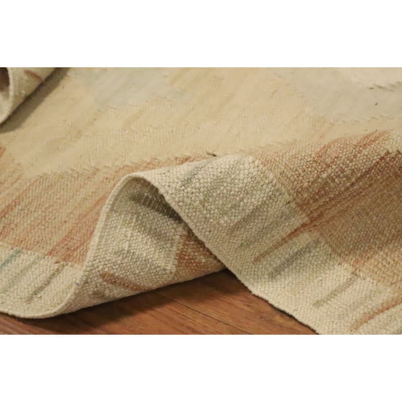 Hand Woven Oriental 100% Wool Carpet Southwestern Tribal Beige & Ivories Kilim Area Rug - 4' 10'' X 3' 3''