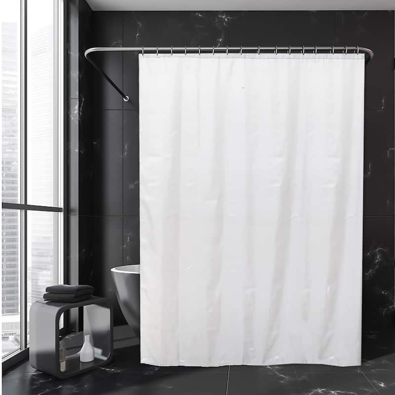White Extra Wide Shower Curtain Polyester 16 Rings 95"W x 79"L - 95Wx79H Inch /240cmx200cm - White