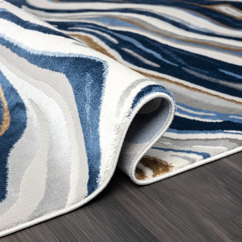 Abani Rugs Regal REG260A Blue Cream Intertwined Lines Area Rug