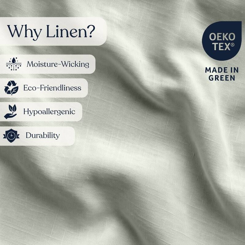 Delara 100% European Flax Linen Duvet Cover Set, Ultra Soft Smooth & Breathable