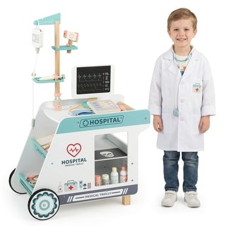 Costway Wooden Doctor Playset with Cart Toy Accessories for Toddlers - See Details