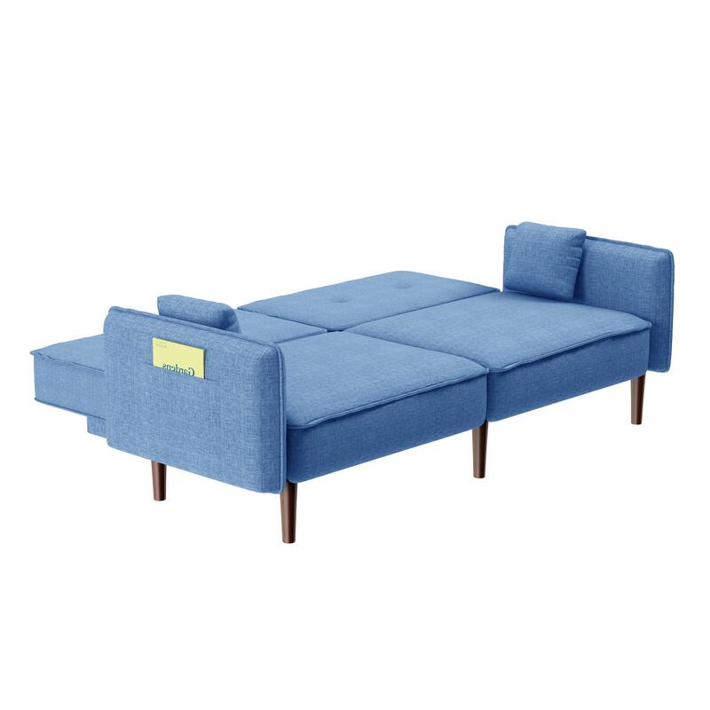 Futon Sofa Bed, Fabric, Solid Wood Leg, Adjustable Backrest