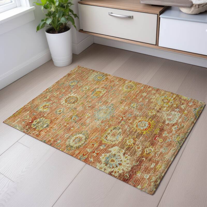 Premium Washable Super Soft Traditional Vintage Mayfield Rug - Coral - 1'8" x 2'6"