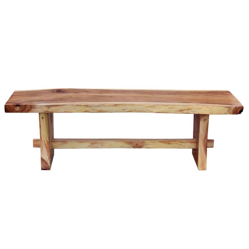 Chic Teak Suar Live Edge Slab Backless Bench approximately 69" long