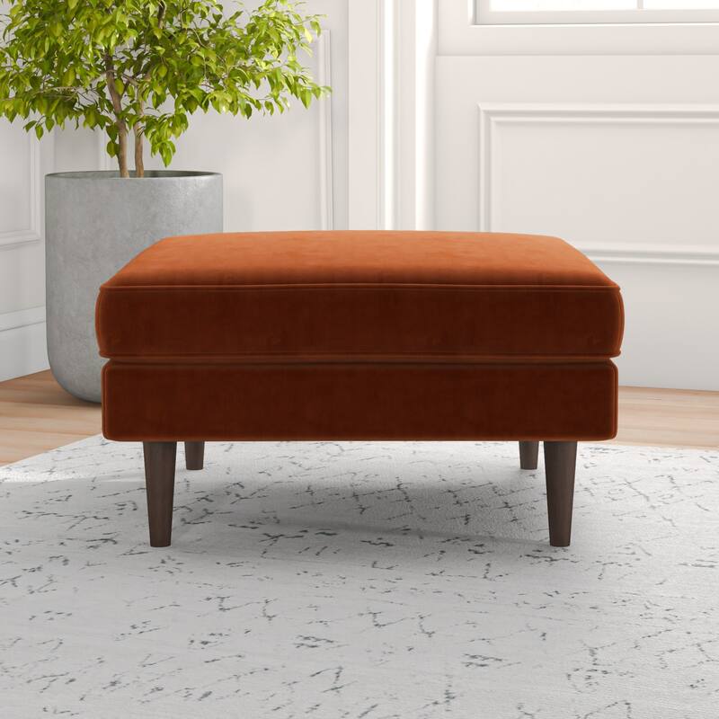 Felicia Mid-Century Upholstered Velvet Ottoman