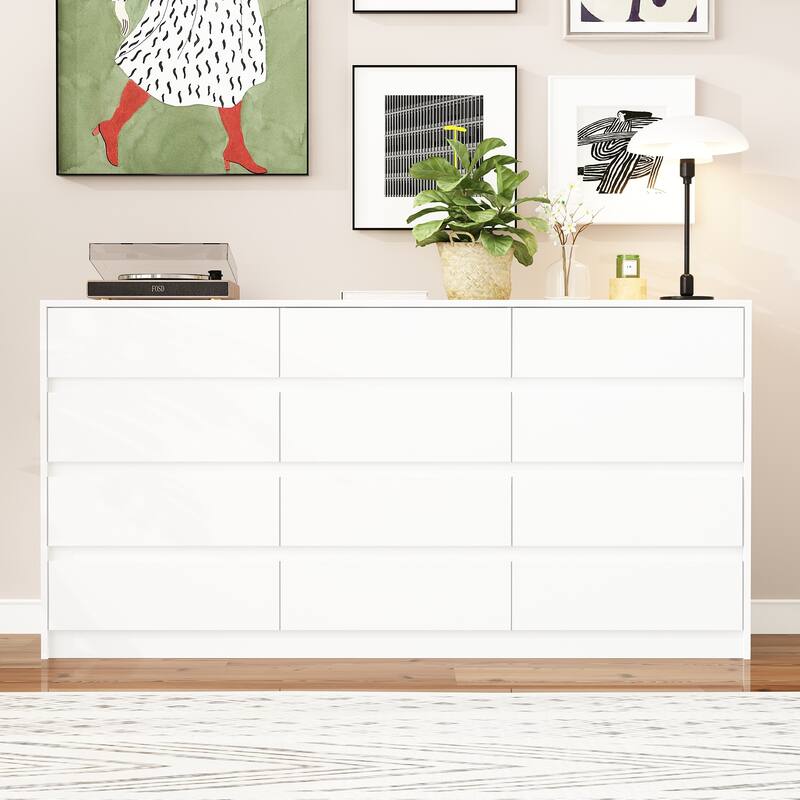 Large Floor Wood Dressers & Chest of Drawers Handle Free,Sideboard