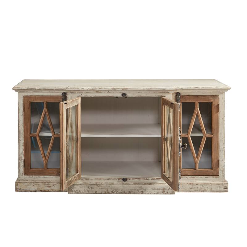 Dove Stalone Shabby Chic 64-inch Glass Front Server