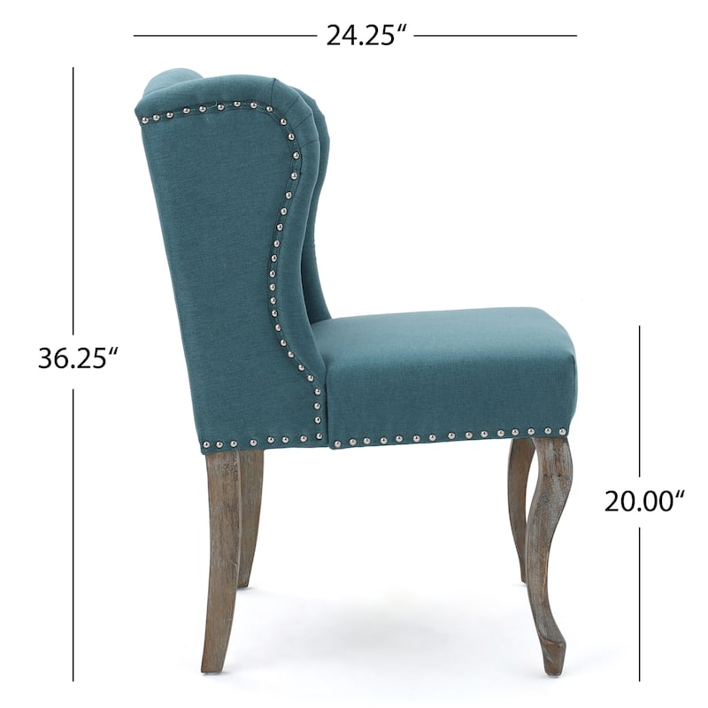 Teal Modern 23.75" Button Tufted Accent Chair with Rubber Wood Frame and Nailheads for Living Room