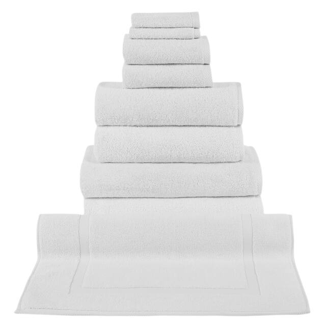 Classic Turkish Cotton Oversized 9-piece Towel Set - White