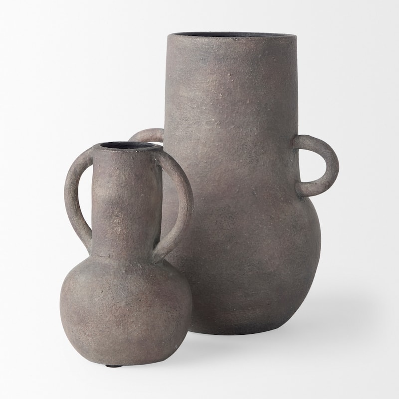 Armani Brown And Gray Ceramic Vase (7")