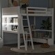 preview thumbnail 3 of 33, Full Size Loft Bed with L-shaped Multi-storage Desk, LED light & USB Charging Station, Wooden Loft Bed Storage Bench w/2 Drawers