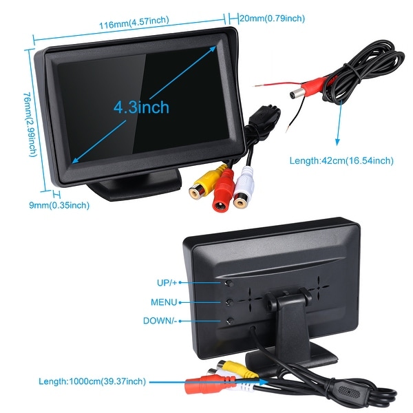 4.3" TFT LCD Monitor Waterproof Night Vision Car Backup Camera Rear View System