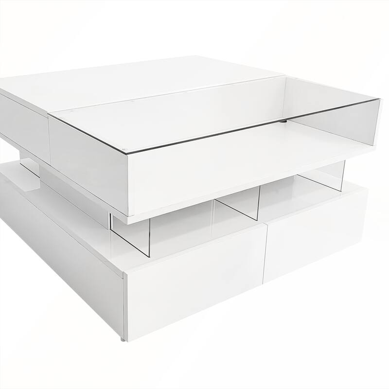Modern Square Lift-Top Coffee Table with 2 Drawers