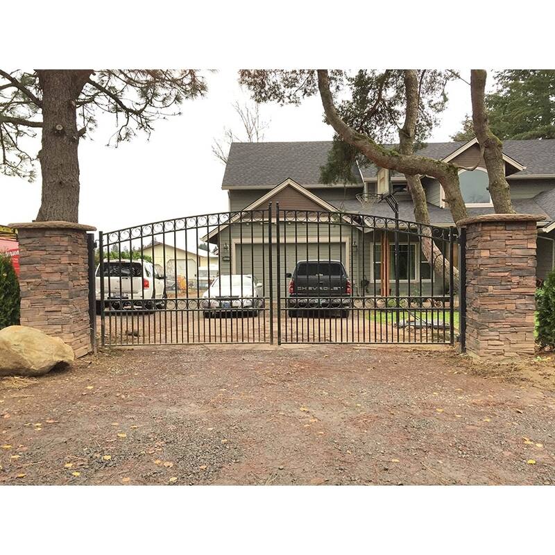 ALEKO Steel Dual Paris Style Driveway 14 ft with Pedestrian Gate - 14 ft x 6 ft / 5 ft x 4 ft