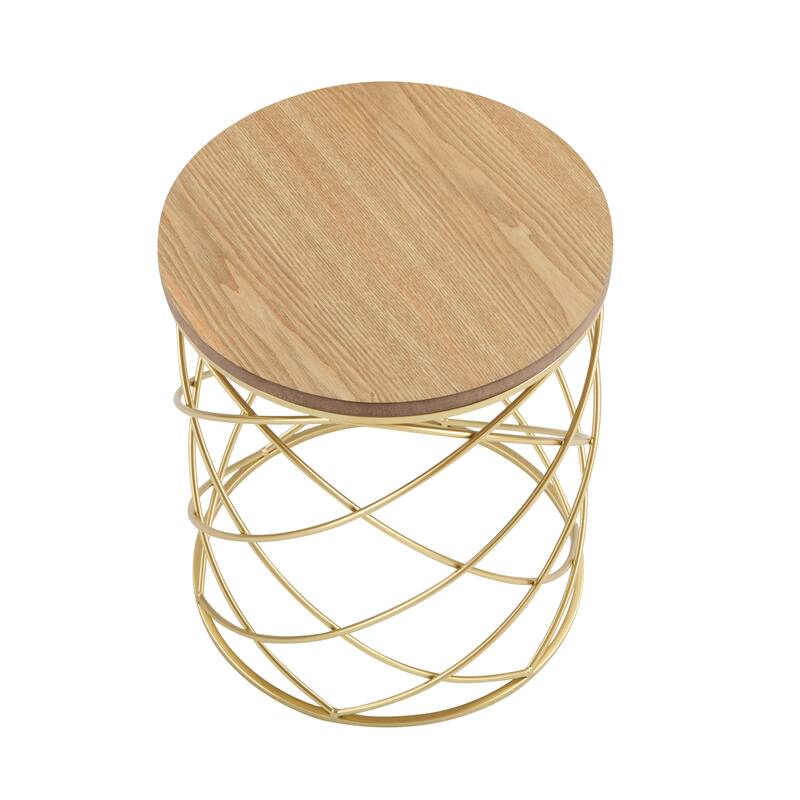 Christopher Knight Home - Elista Modern Golden Side Table with MDF Top and Interlocking Metal Frame