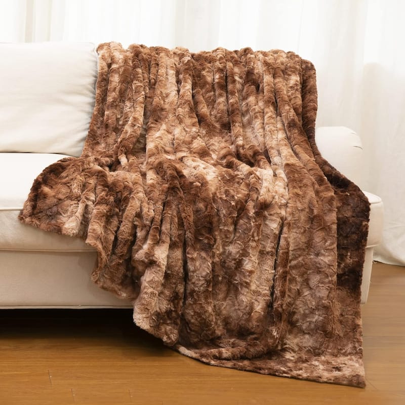 Cheer Collection Ultra Soft and Cozy Multi Colored Throw Blanket - 60x70 - White and Brown