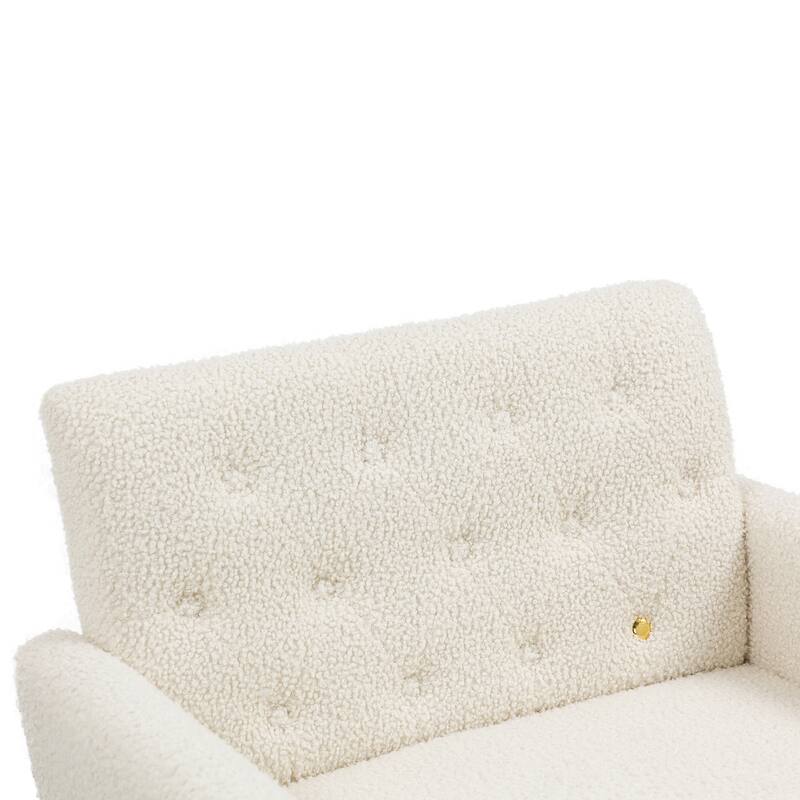 Velvet Upholstered Armchair Single Sofa Modern Tufted Reading Chairs Gold Metal Leg Wingback Chairs for Living Room Bedroom