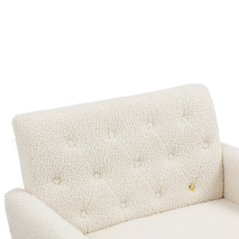 White Teddy Armchair Single Sofa Tufted Reading Chairs Wingback Chairs