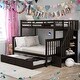 preview thumbnail 1 of 46, Twin-Over-Full Bunk Bed with Twin size Trundle, Storage and Guard Rail for Bedroom, Dorm, for Adults Espresso
