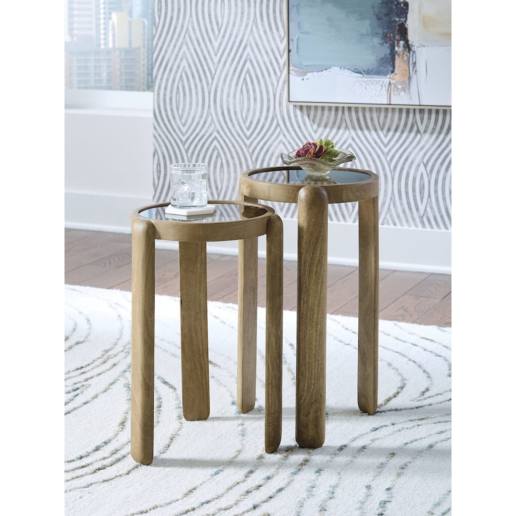 Signature Design by Ashley Jossor Light Brown Accent Table (Set of 2) - 13" W x 13" D x 22" H
