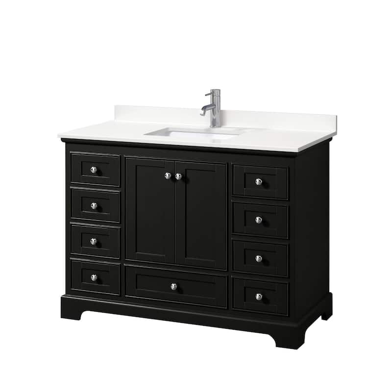 Wyndham Collection WCS202048S-QTZ-UNSMXX Deborah 48" Free Standing - Dark Espresso / White Quartz Top / Polished Chrome