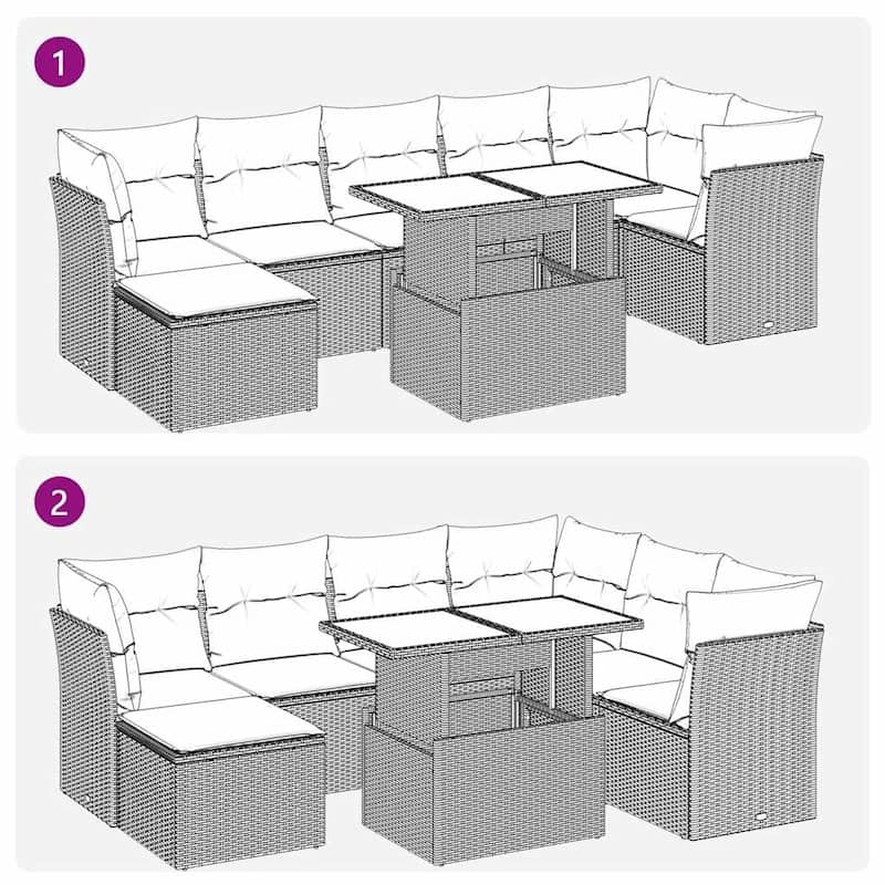 8-Piece Patio Sofa Set with Cushions - 21.7 x 39.4 x 28.7 in