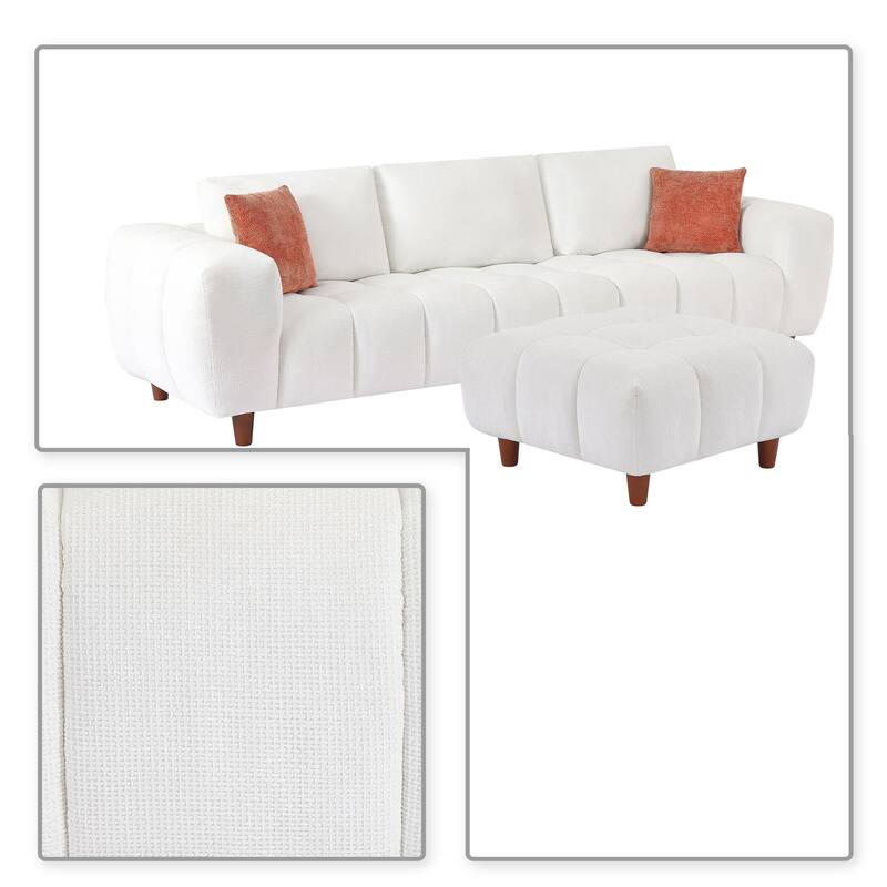Modern Polyester Upholstered Reversible L-Shaped 3-Seater Sectional Sofa