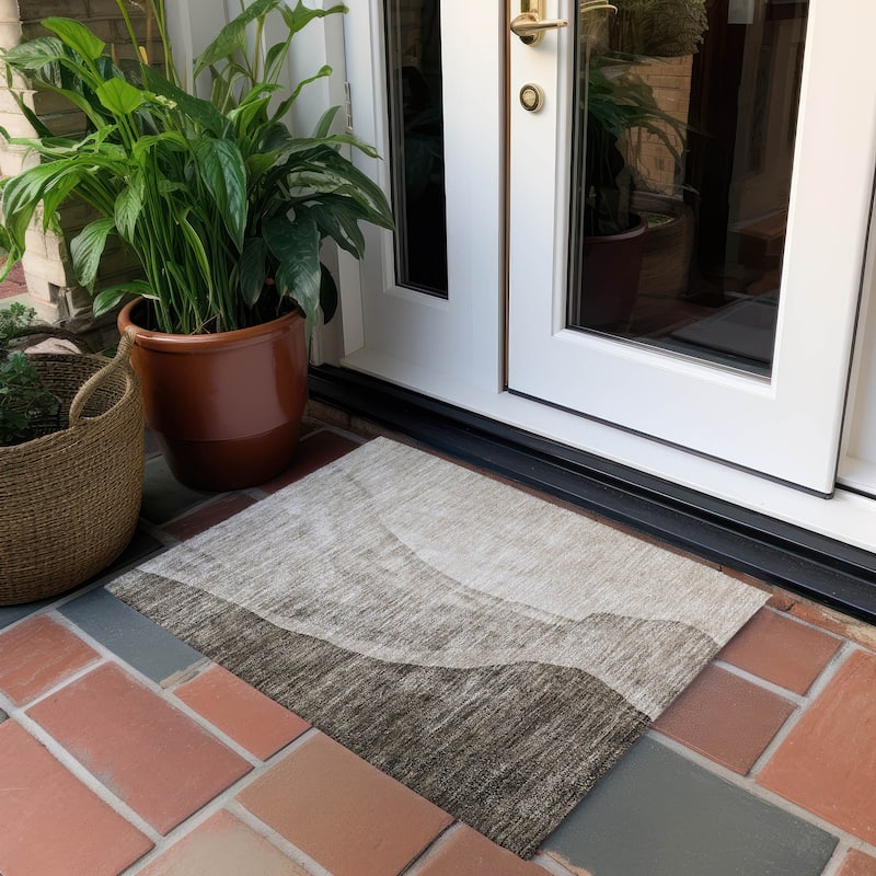 Machine Washable Indoor/ Outdoor Chantille Modern Abstract Rug