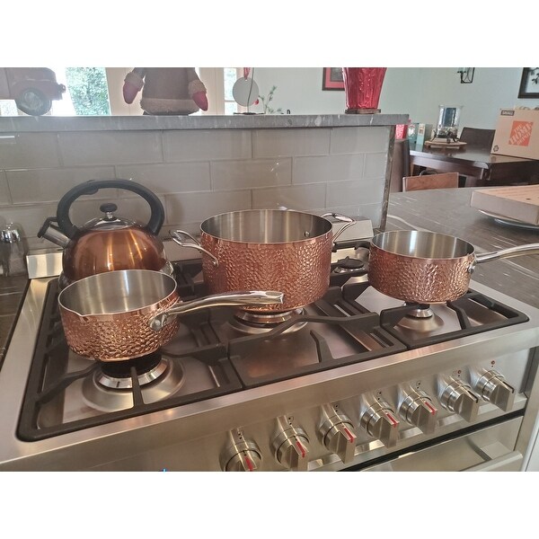 Cuisinart 10 Piece Hammered Copper Cookware Set Overstock 30086212 Another likely disadvantage of copper cookware is a rather high price that can prevent many from purchasing this sort of cookware, particularly those on a limited budget. overstock com