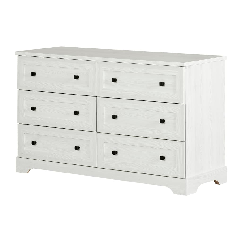 6-Drawer White Pine Dresser with Smooth Glide Hardware, Clean Minimalist Look, and Spacious Bedroom Organization