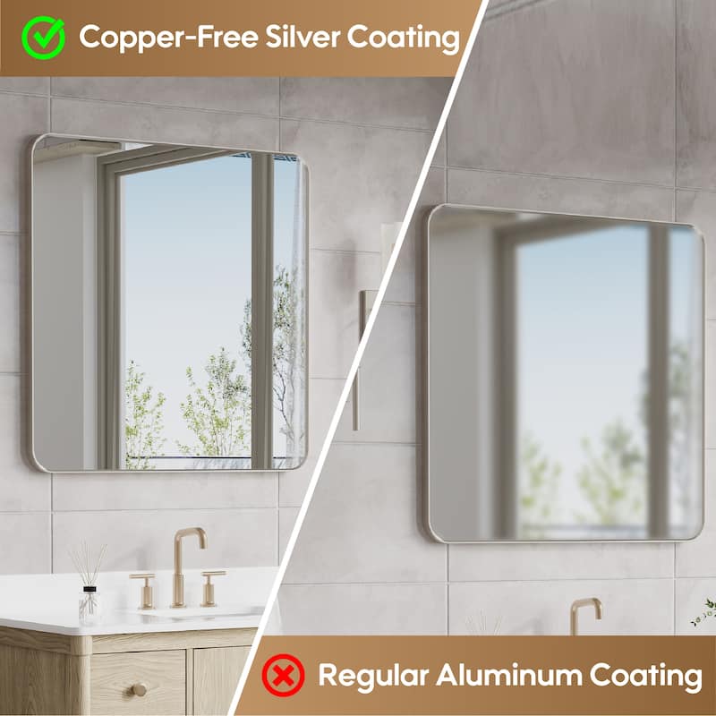 Modern Bathroom Rectangular Wall Mounted Anodized Aluminum Framed Vanity Mirror