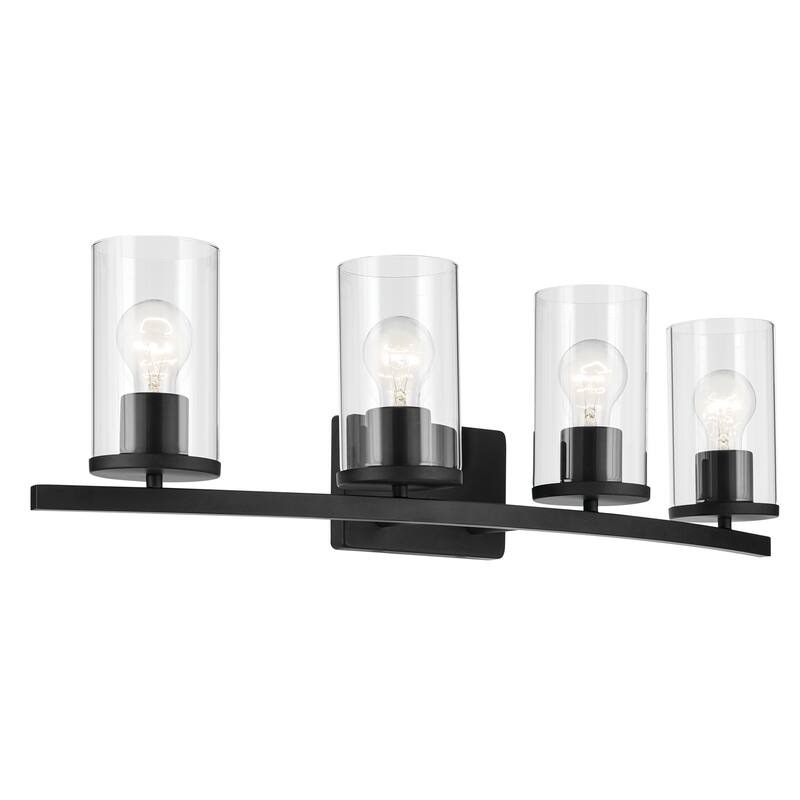 Kichler Lighting Crosby Bathroom Vanity Light with Clear Glass - Black - 4-Light