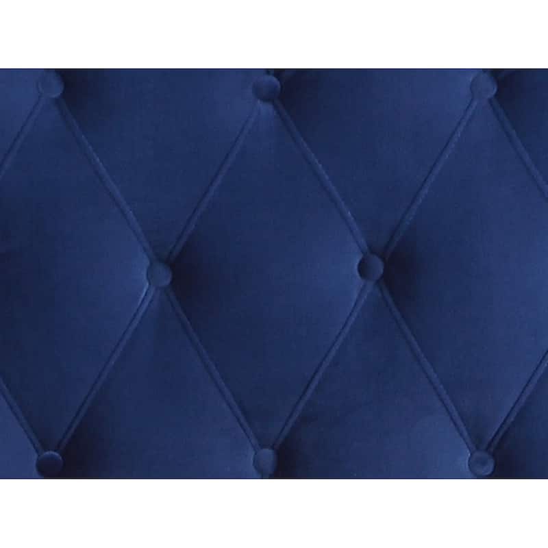 Navy Blue Queen Size Upholstered Bed Frame in Transitional Style with Elegant Design