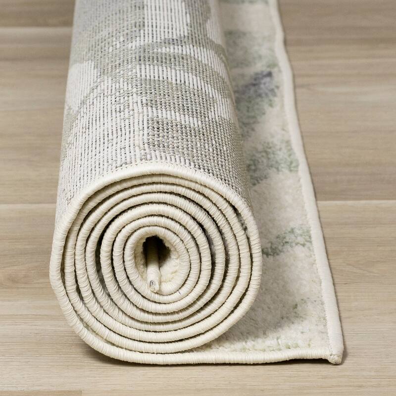 Flynn Collection - Cream/Green Palm Branch Rug