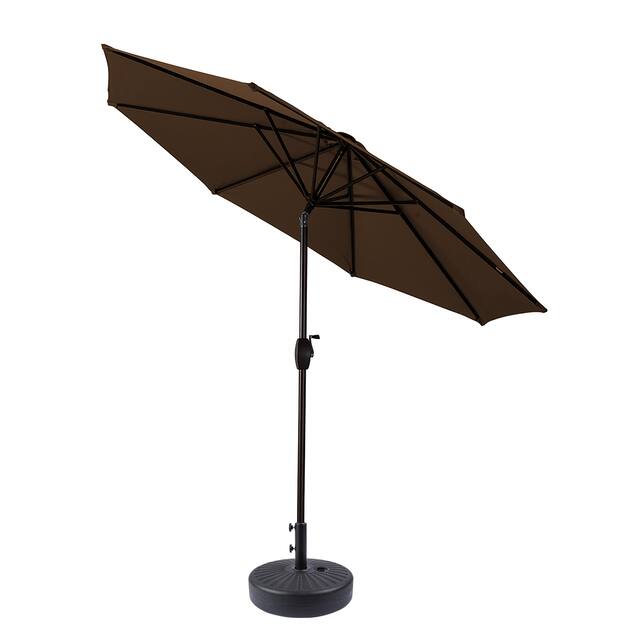 Holme 9-foot Steel Market Patio Umbrella with Tilt-and-Crank - Coffee