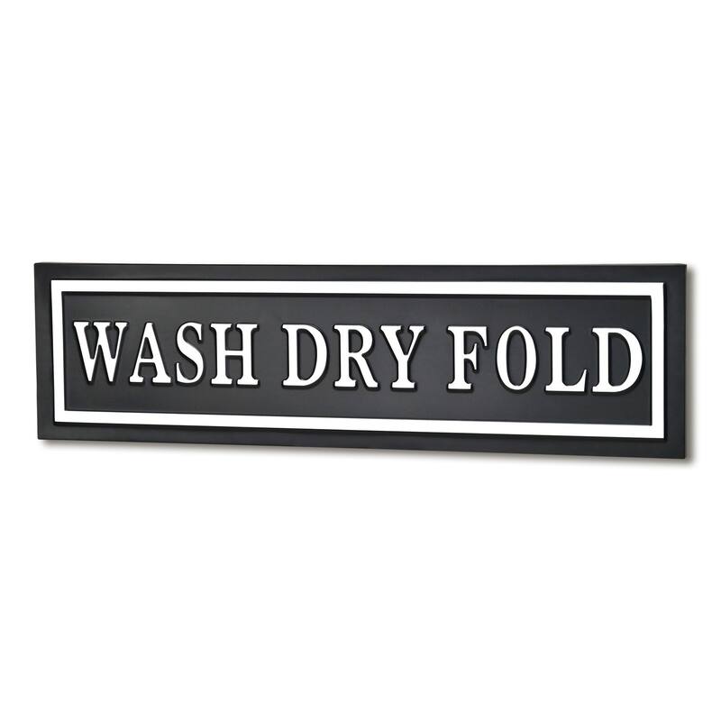 HomeRoots 10" X 36" Black And White Wash Dry Fold Metal Wall Decor
