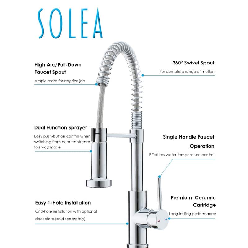 SAFAVIEH Solea Arcadia Stainless Steel Dual Function Pull-Down Spray Kitchen Faucet - 8.1" x 2.1" x 17"