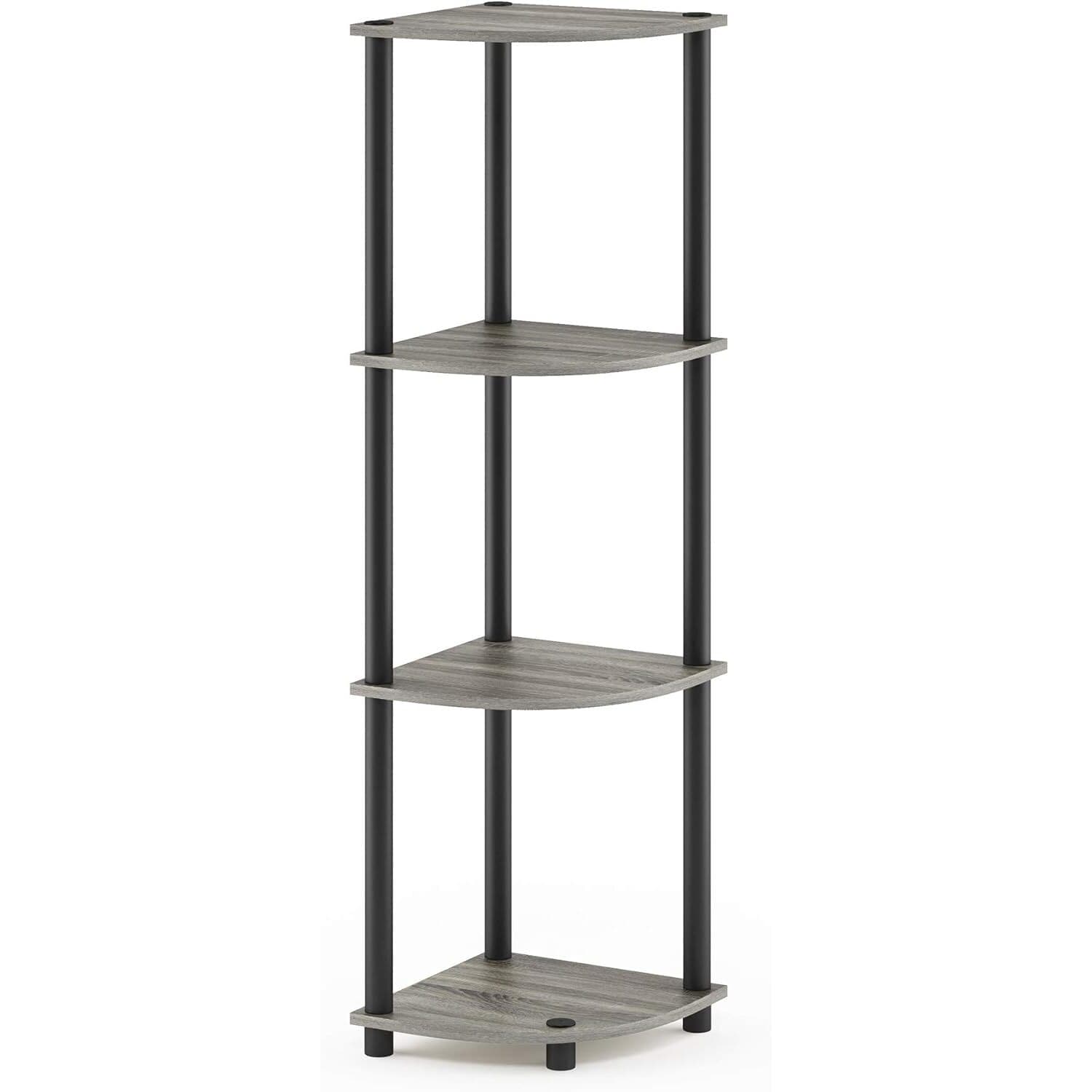 4 Tiers Wood Household Shelving Unit in French Oak/Black (11.6 in. W x 43.5 in. H x 11.6 in. D)