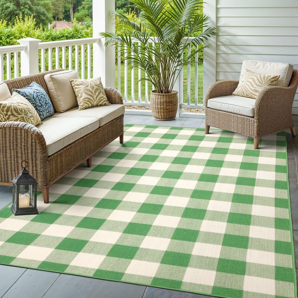 Vista Home Malta Gingham Check Indoor/Outdoor Area Rug