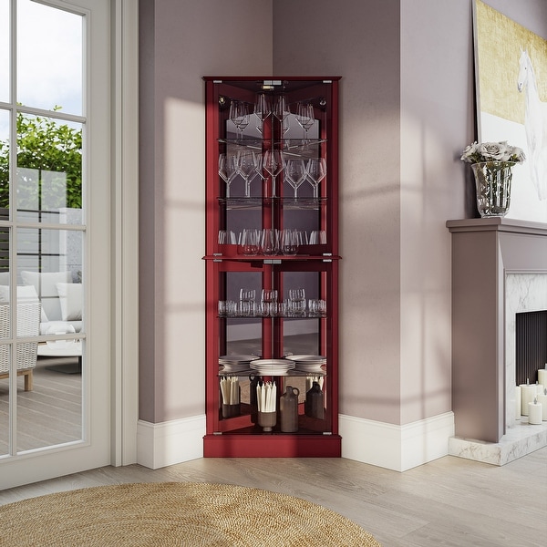 Dark wood corner shop curio cabinet