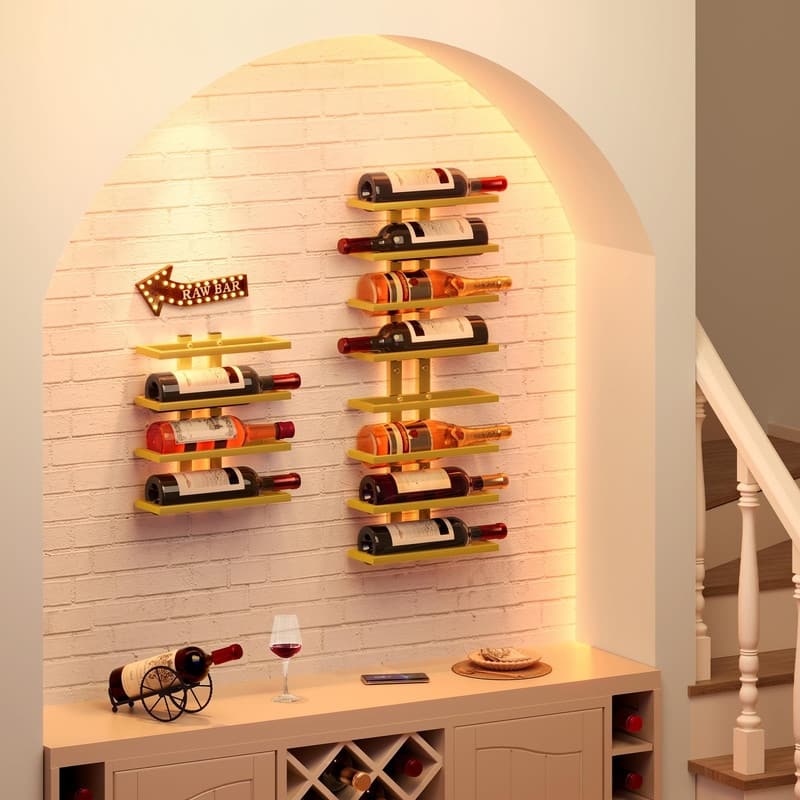 8 Tier Wall Mount Wine Rack - 10.83"D x 4.06"W x 28.23"H
