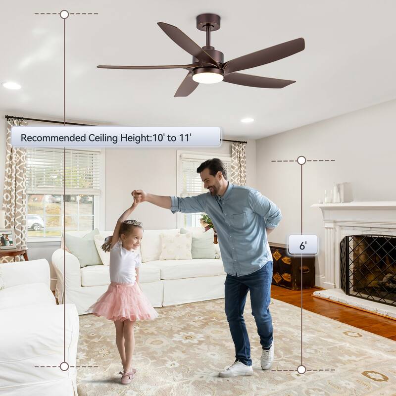 54-inch 5-Blade Integrated LED Ceiling Fan with Light and Remote