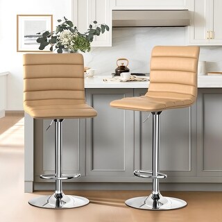 Swivel Bar Stools Modern PU Leather Adjustable Barstools, Kitchen ...