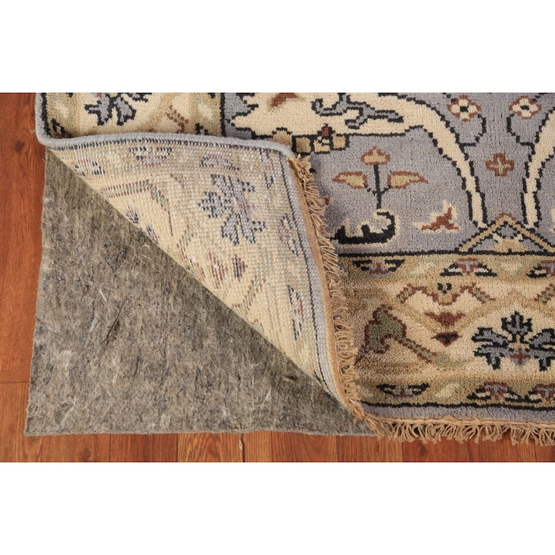 Light Blue Oushak Oriental Rug Floral Handmade Wool Carpet - 4'1"x 5'11"