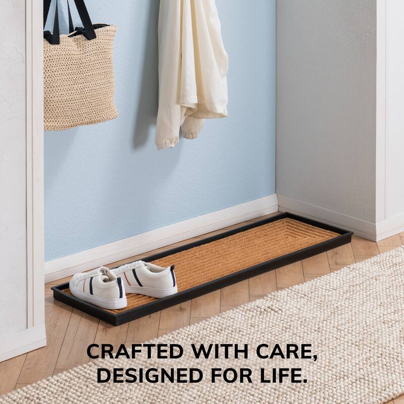 Jani Natural & Recycled Rubber Boot Tray with Rectangle Embossed Coir Insert