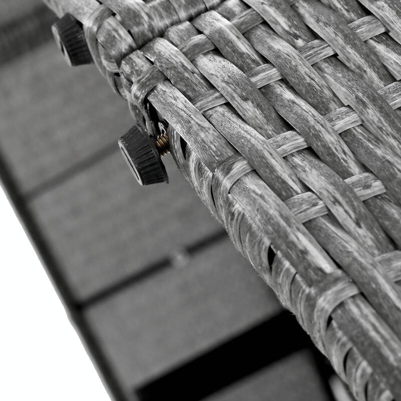 Rattan Patio Daybed with Cushions, Reclining Chaise Lounge, Foldable Trays