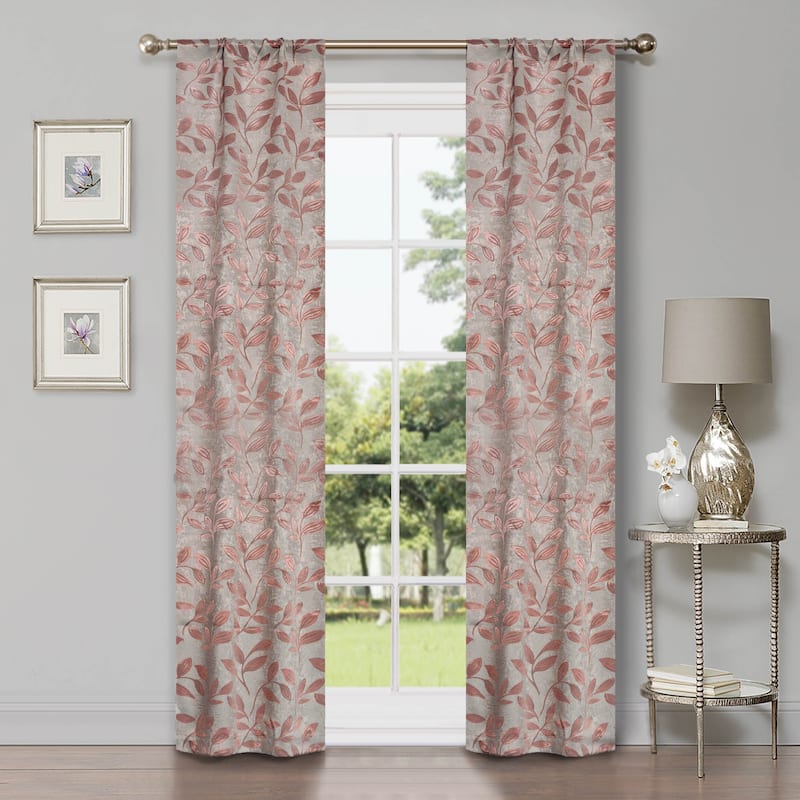 Superior Modern Bohemian Leaves Room Darkening Curtains with Grommets