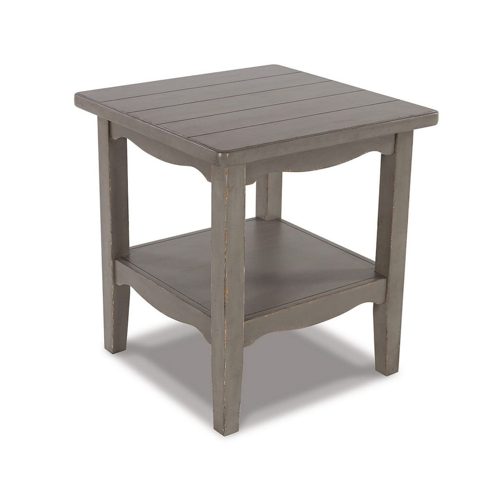 24 in. Gray Square Wood End Table, Sturdy Build End Side Table for Living Rooms