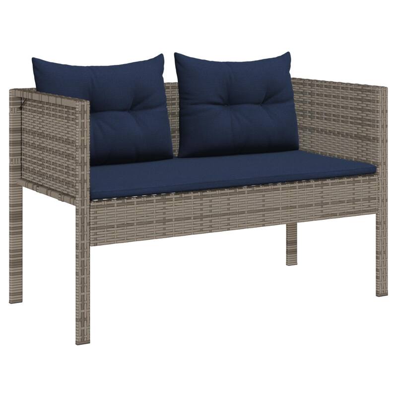 vidaXL Outdoor Sofa Set Grey and navy blue Rattan with metal frame - 44.5 x 21.7 x 27.6