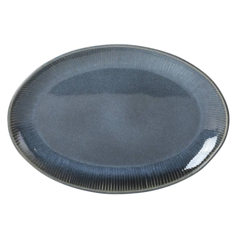 Gibson Elite Sandy Pines 3 Piece Oval Platter Set, 15.7", 13.75" & 12" Stoneware Reactive Serving Platters